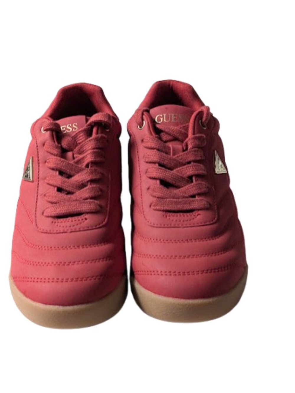 Guess Holena Low-Top Lace Up Red Sneakers w/Triangle Emblem Size 8.5 New w/o Box